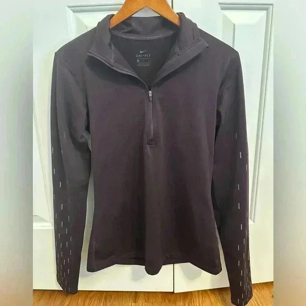 Nike Pro Warm Dri Fit Purple Quarter Zip Up Long Sleeve Shirt size Medium